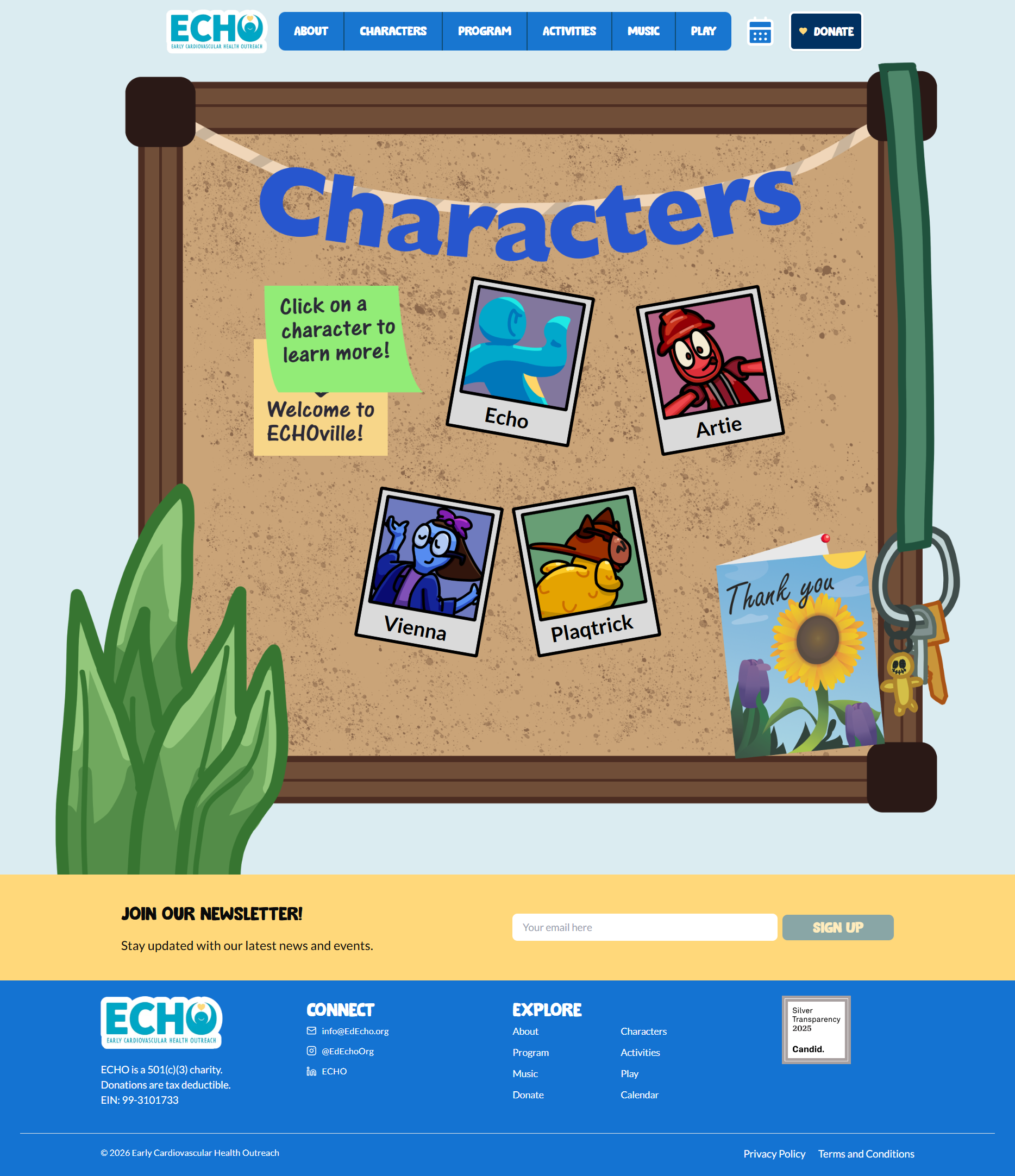 ECHO Characters page snapshot