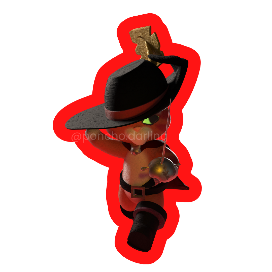 3d render of a cat wearing a clown outfit