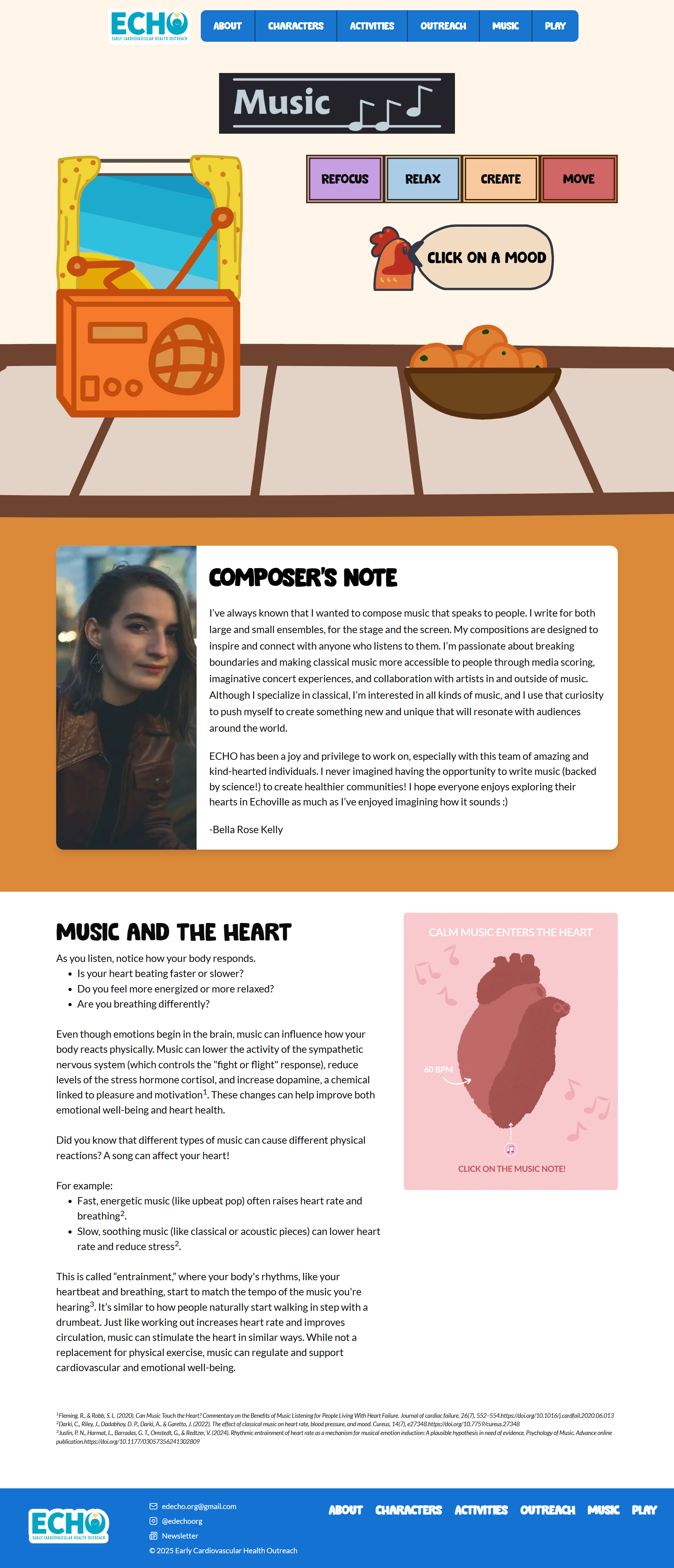 Web Dev - Desktop View of Music Page for EdEcho