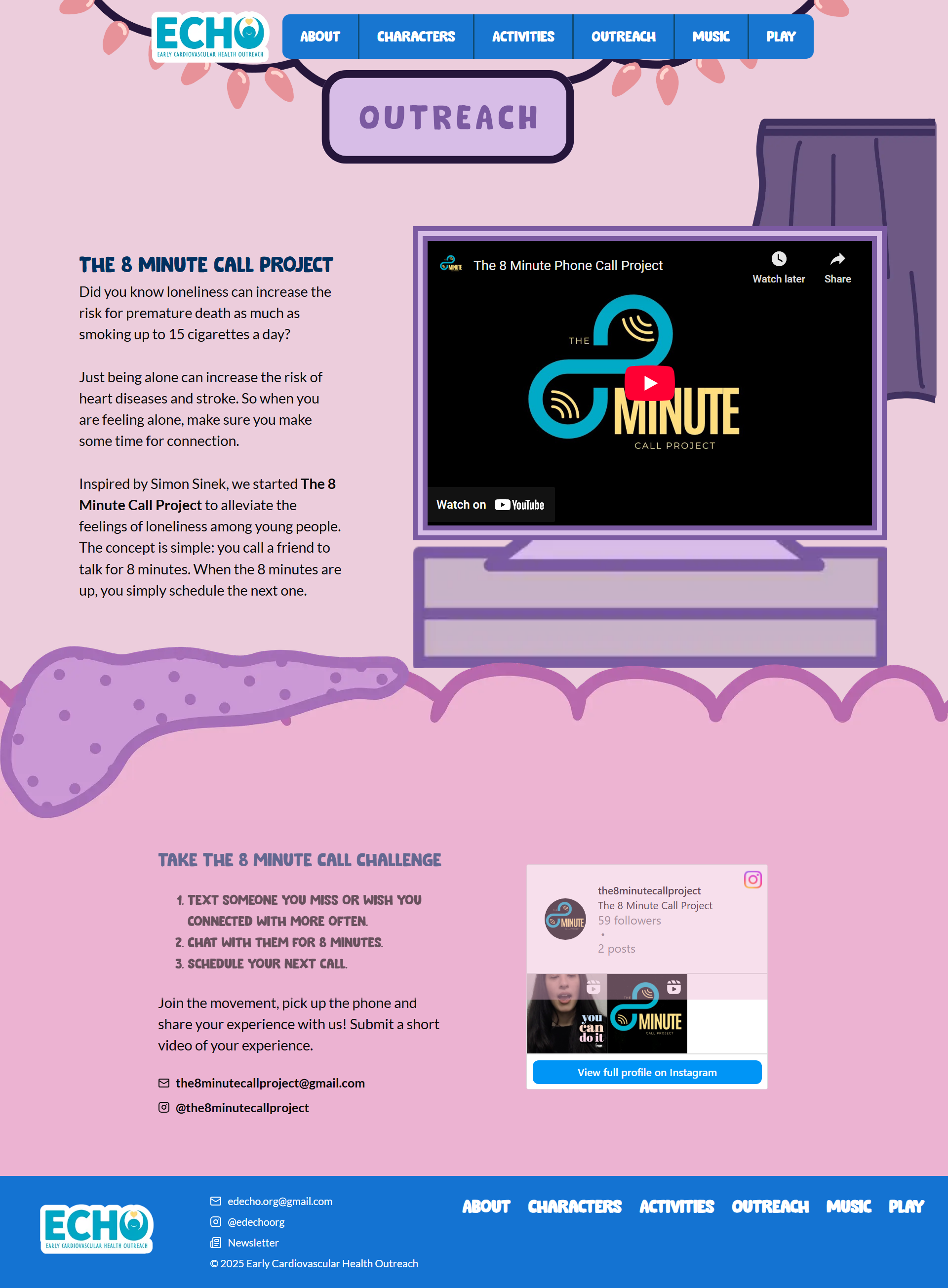 Web Dev - Desktop View of Outreach Page for EdEcho