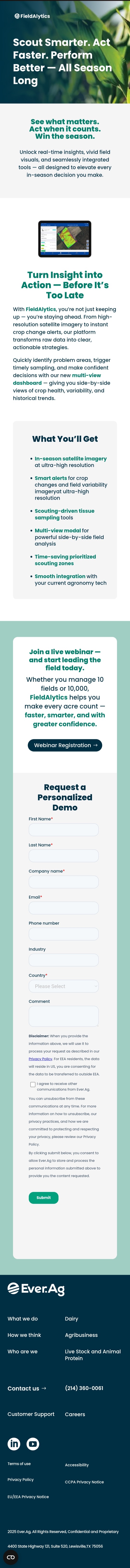 Web Dev - Mobile View of Landing Page for Ever.Ag