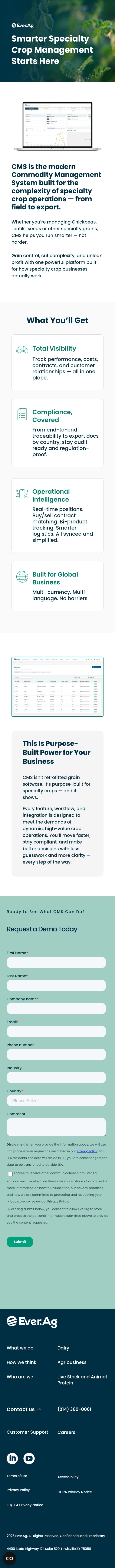 Web Dev - Mobile View of Landing Page for Ever.Ag